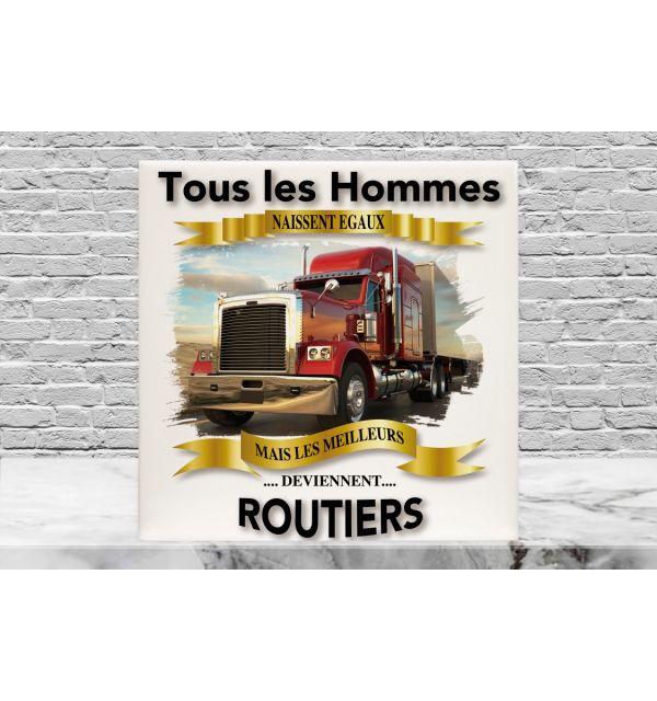 Plaque Cadeau Routier Camion Rouge 20 x 20