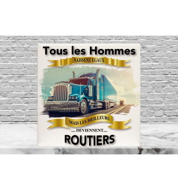 Plaque Cadeau Routier Camion Bleu 20 x 20