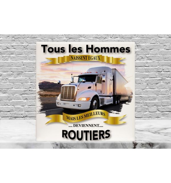 Plaque Cadeau Routier Truck Blanc 20 x 20