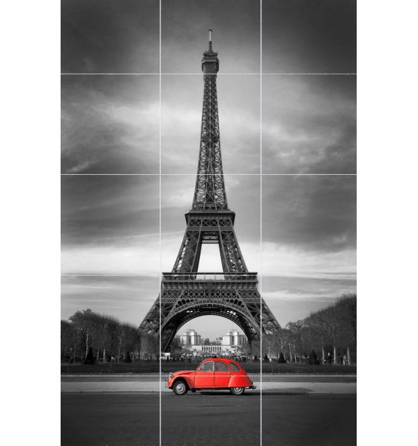 Crédence Carrelage Tour Eiffel et 2 cv