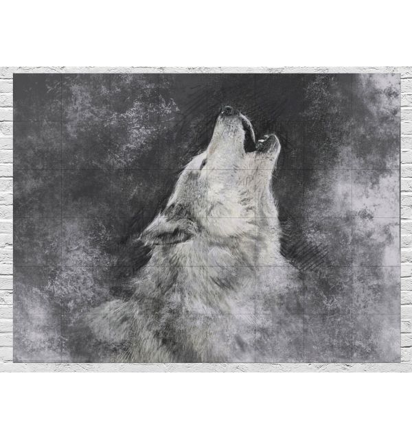 Crédence Loup Noir et Blanc